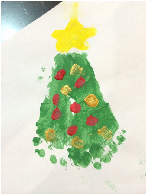 Footprint Christmas Tree art for kids5
