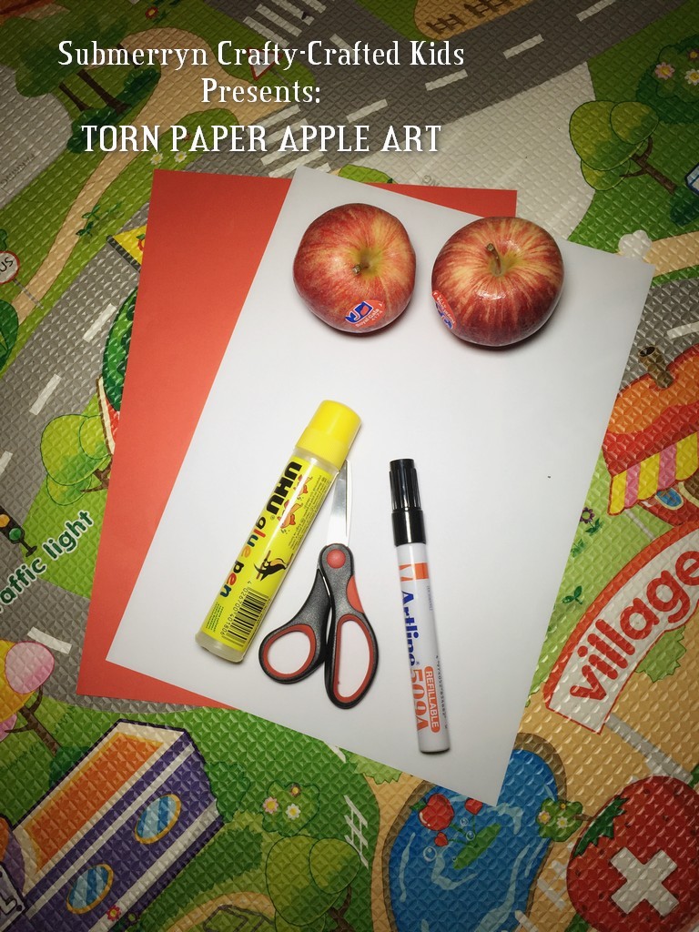Torn paper apple art for toddlers