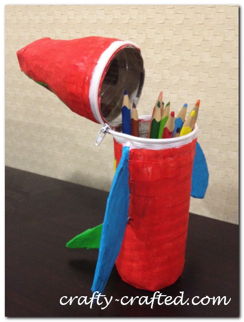 paper mache airplane pencil case